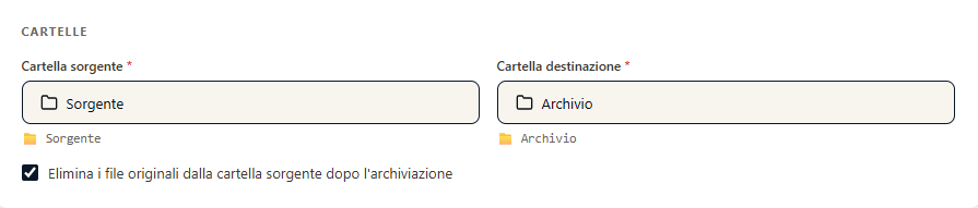 SmartScan — selezione cartelle sorgente e destinazione